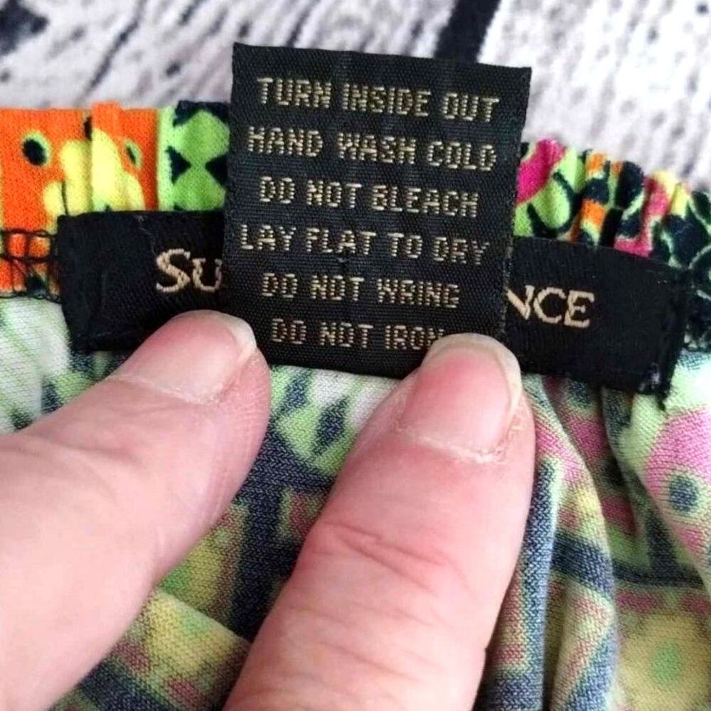 Susan Lawrence BOHO Style Blouse 3/4 elastic Sleeve Chain V Neck Closure L - Picture 7 of 9